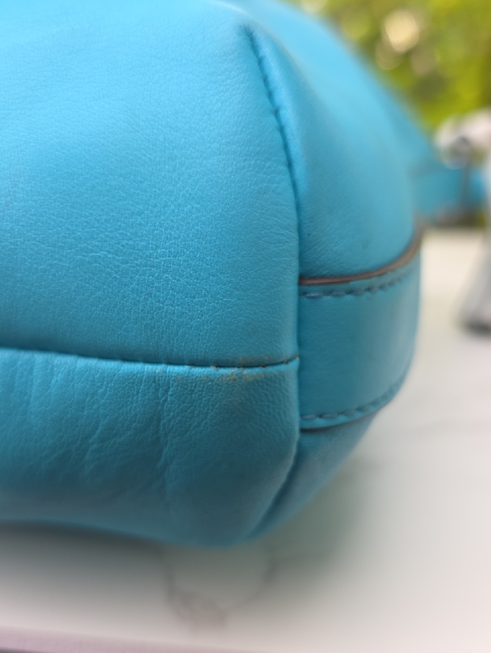 Coach Turquoise Shoulder Bag with Pearl & Chain Details - Picture 16 of 16
